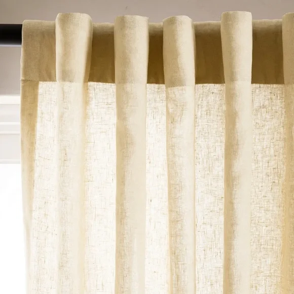 NWT QUINCE Set Of 2 48x96 European Linen Curtains Ivory 3857